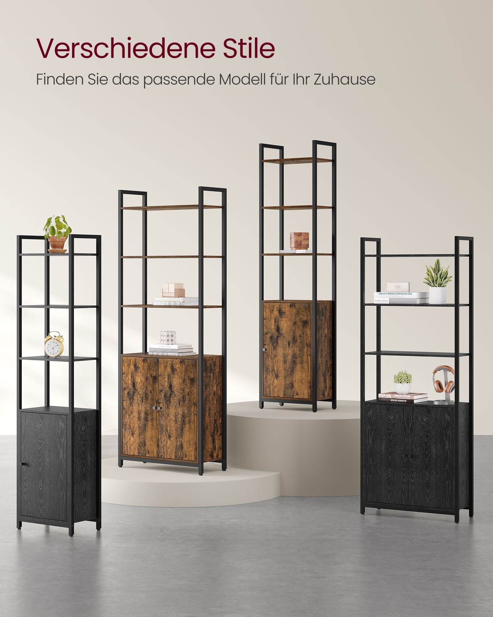 Bücherregal 24 x 60 x 159,5 cm Vintage Brown-Ink-Schwarz schwarz