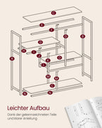Bücherregal mit 4 Regalen Vintage Brown-ink-Schwarz