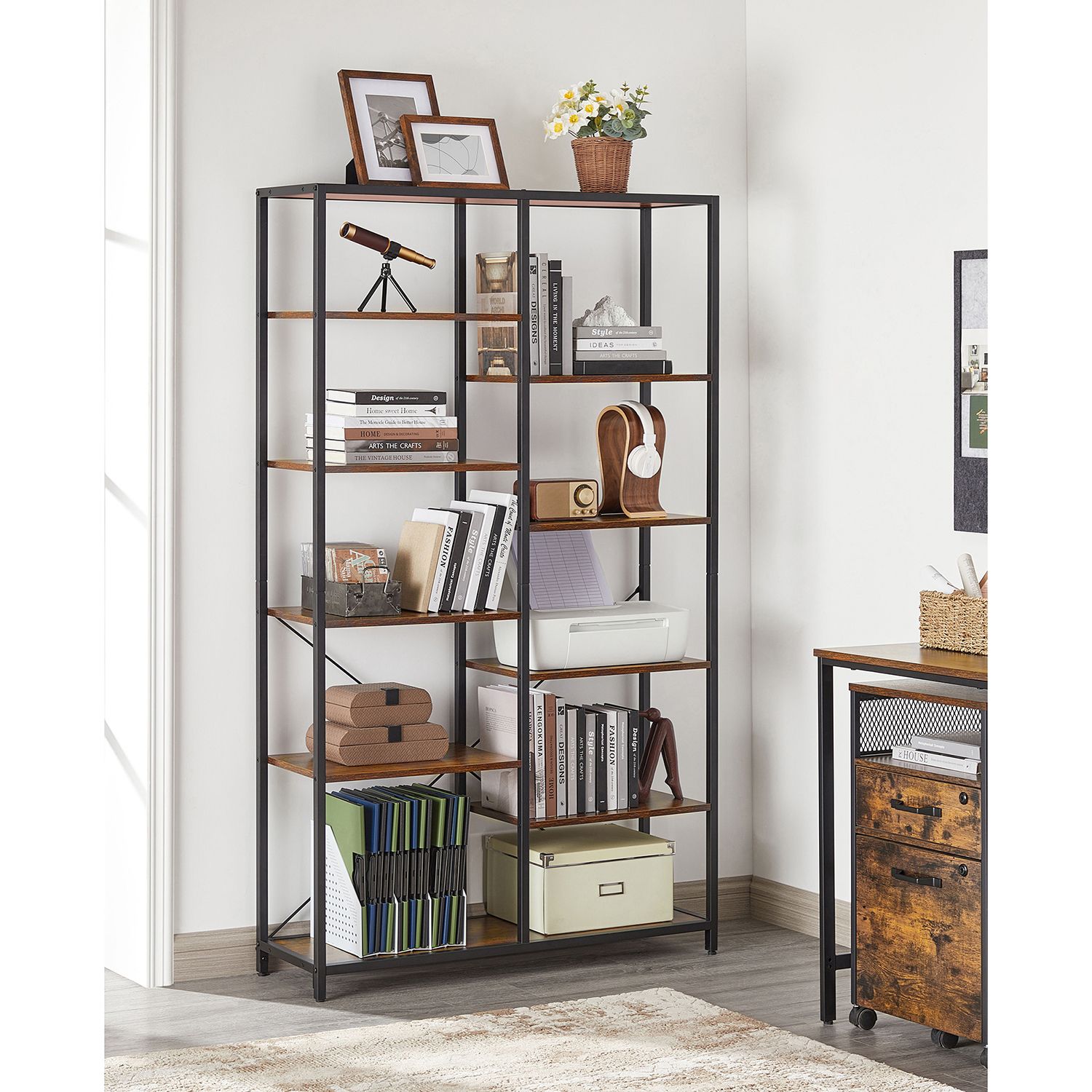 Bücherregal - Dekorationsschrank - Aufbewahrungsschrank - Vintage Brown / Schwarz
