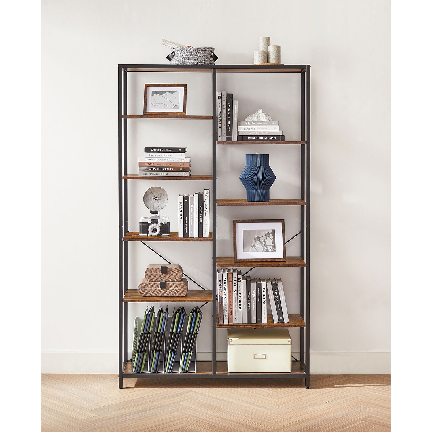 Bücherregal - Dekorationsschrank - Aufbewahrungsschrank - Vintage Brown / Schwarz