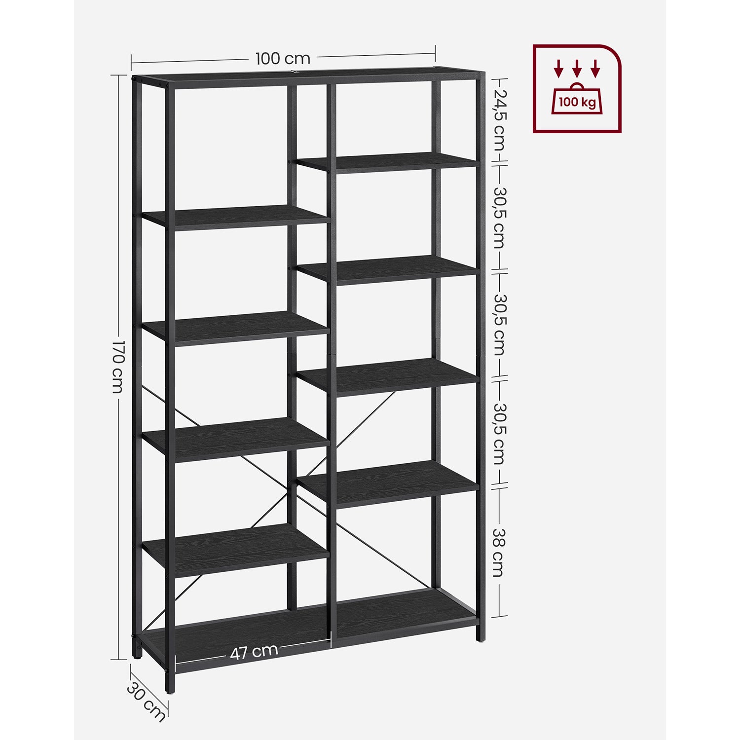 Bücherregal - 5 Schichten