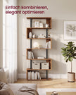 Boekenkast - S-vormige Roomdivider met 7 Ebenen - Rustiek bruin en matzwart - 60 x 24 x 190,5 cm