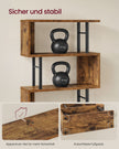 Boekenkast - S-vormige Roomdivider met 7 Ebenen - Rustiek bruin en matzwart - 60 x 24 x 190,5 cm