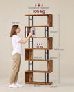 Boekenkast - S-vormige Roomdivider met 7 Ebenen - Rustiek bruin en matzwart - 60 x 24 x 190,5 cm