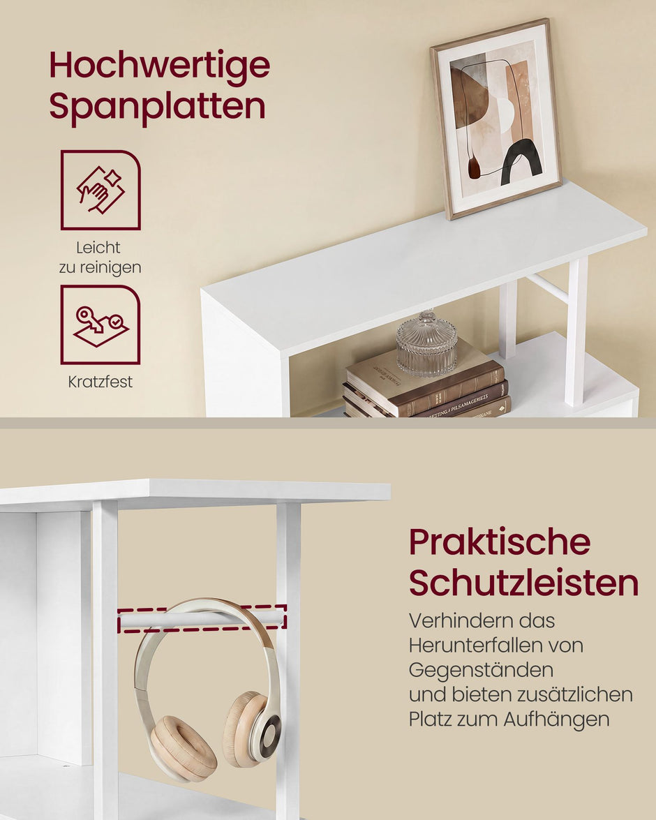 Boekenkast - S-vormige Roomdivider met 7 Ebenen - Wit en matzwart - 60 x 24 x 190,5 cm