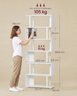 Boekenkast - S-vormige Roomdivider met 7 Ebenen - Wit en matzwart - 60 x 24 x 190,5 cm