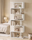 Boekenkast - S-vormige Roomdivider met 7 Ebenen - Wit en matzwart - 60 x 24 x 190,5 cm