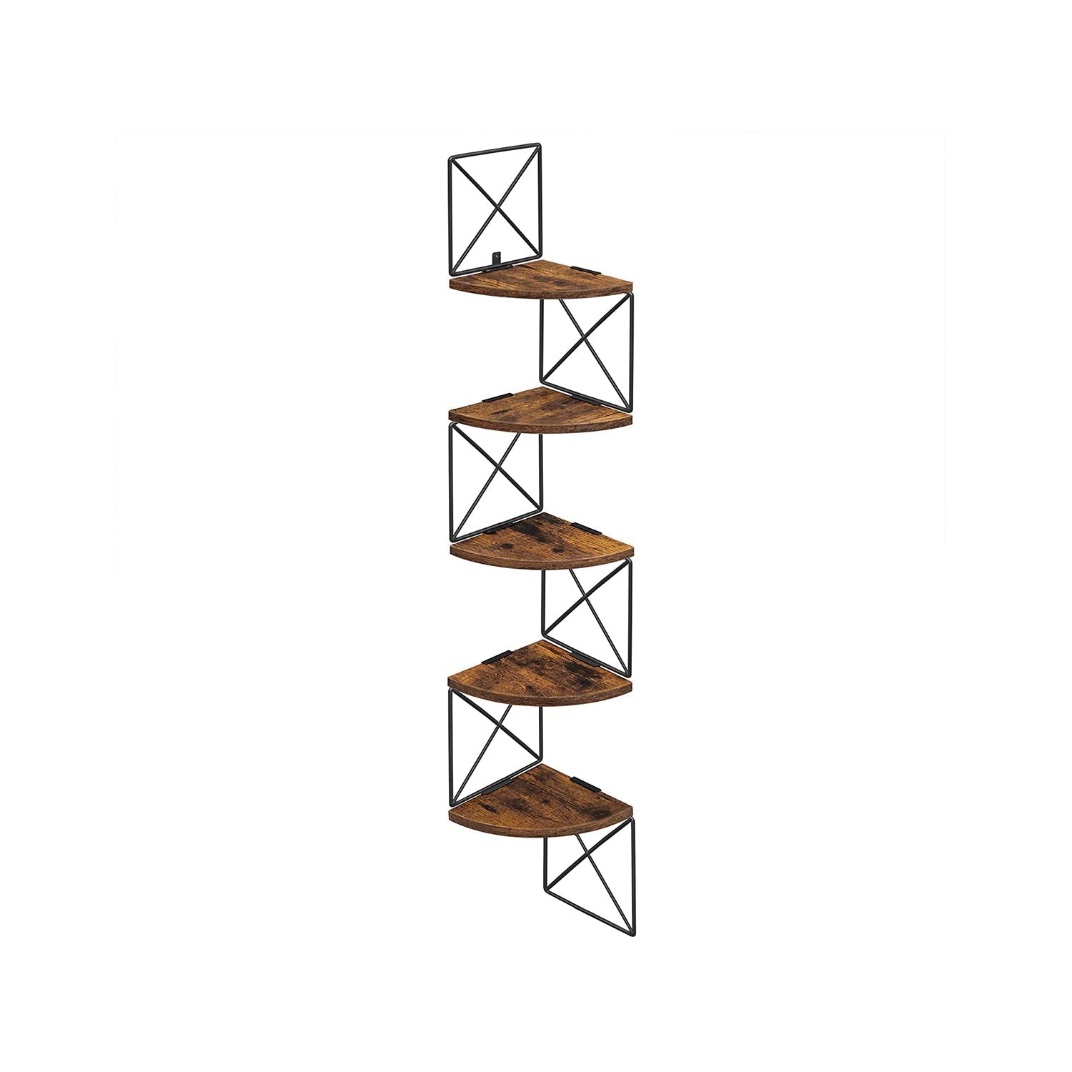 Eckbrett - Wandregal - Bücherregal - 5 Level - braun / schwarz