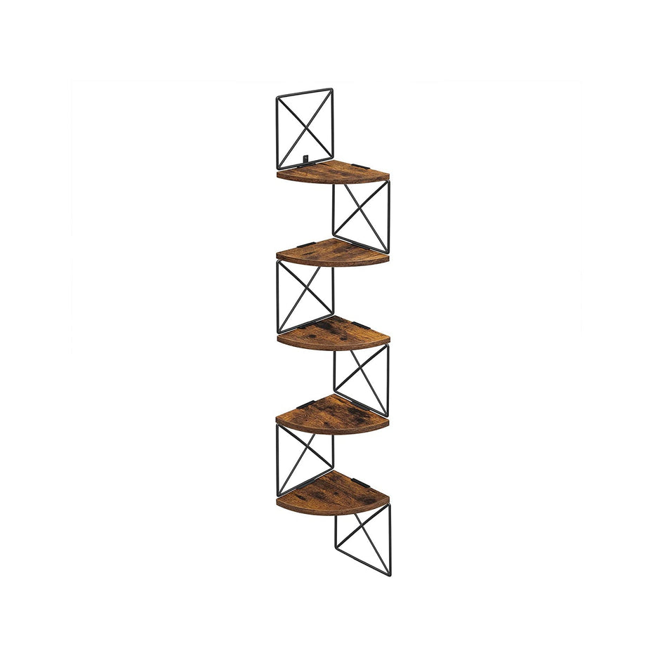 Eckbrett - Wandregal - Bücherregal - 5 Level - braun / schwarz