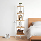 Bücherregal mit 5 Schichten - industrielles Design, natürliche Eiche und mattes Weiß