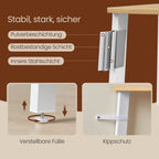 Bücherregal mit 5 Schichten - industrielles Design, natürliche Eiche und mattes Weiß