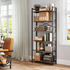 Bücherregal 6 Levels, Stehplanke mit Stahlrahmen, freistehende Brett