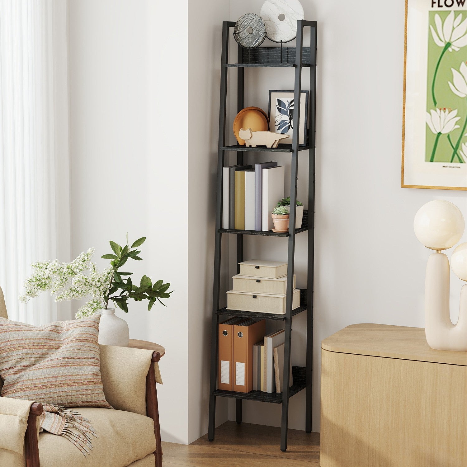 Bücherregal - Leiterbrett mit 5 Ebenen, schmales Modell