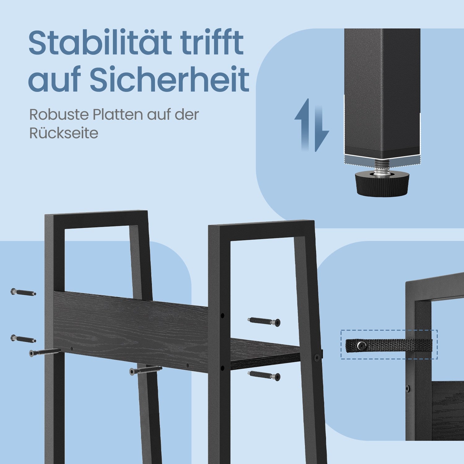 Bücherregal - Leiterbrett mit 5 Ebenen, schmales Modell