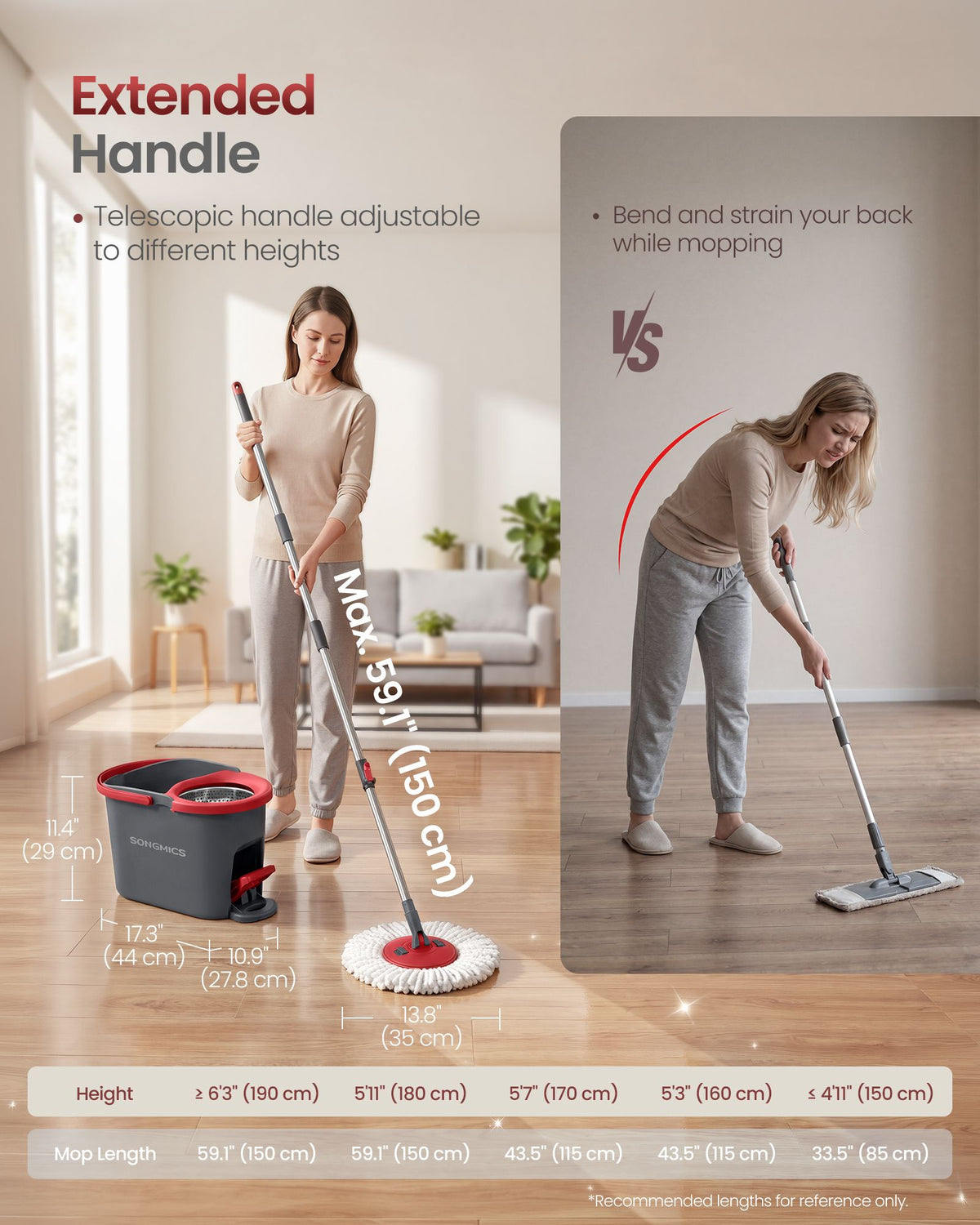 Spin Mop Set - With Wringer Bucket and Pads