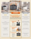 Vlakke Mop met Emmer – Vuilwaterscheiding – 3,5 L – 360° Draaibaar – Met 2 Moppads – Oranje en Grijs