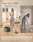 Vlakke Mop met Emmer – Vuilwaterscheiding – 3,5 L – 360° Draaibaar – Met 2 Moppads – Oranje en Grijs