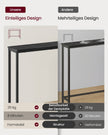 Consoletafel - 20 x 80 x 81,2 cm - tafelblad uit één stuk - eenvoudig te monteren - antracietgrijs met inktzwart - maximale belasting 25 kg