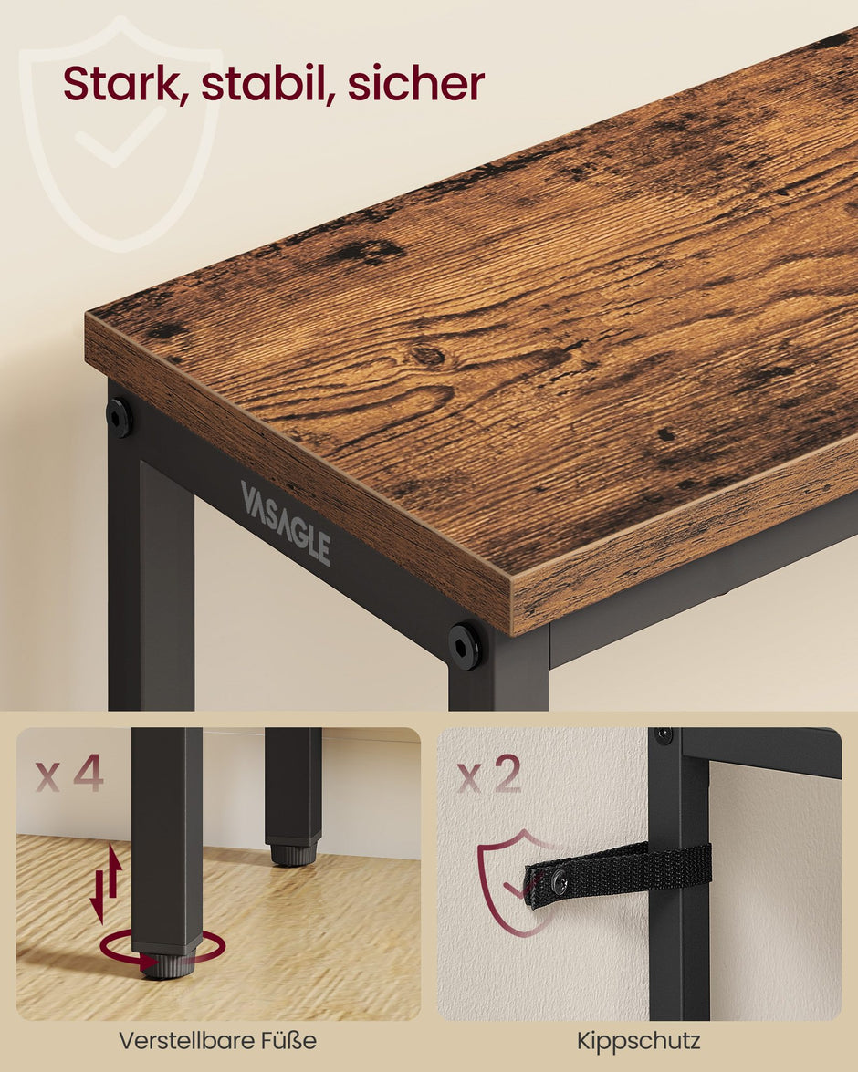 Consoletafel - 20 x 80 x 81,2 cm - blad uit één stuk - vintage bruin - maximale belasting 25 kg