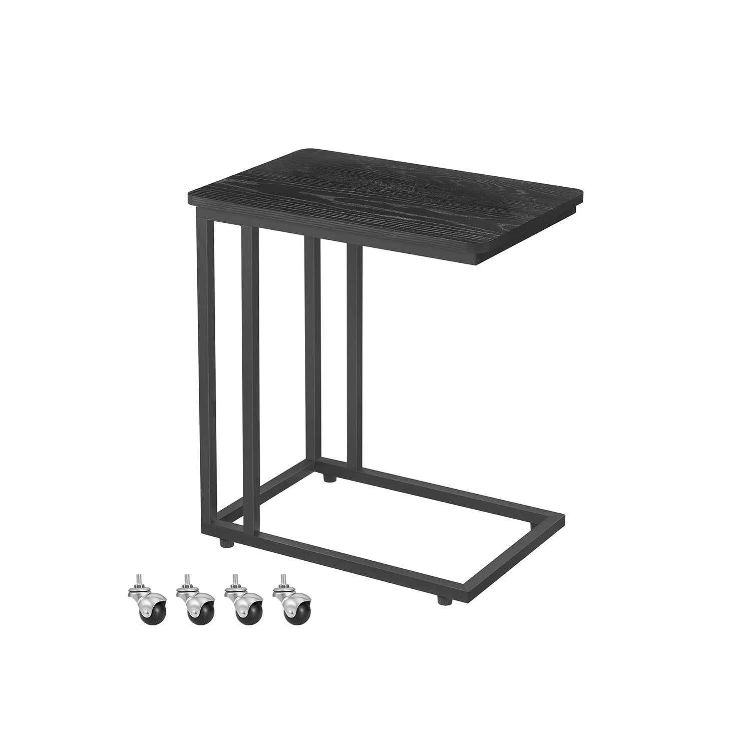 Seitenstisch-C-Form-On-Räder-Ebony Schwarz