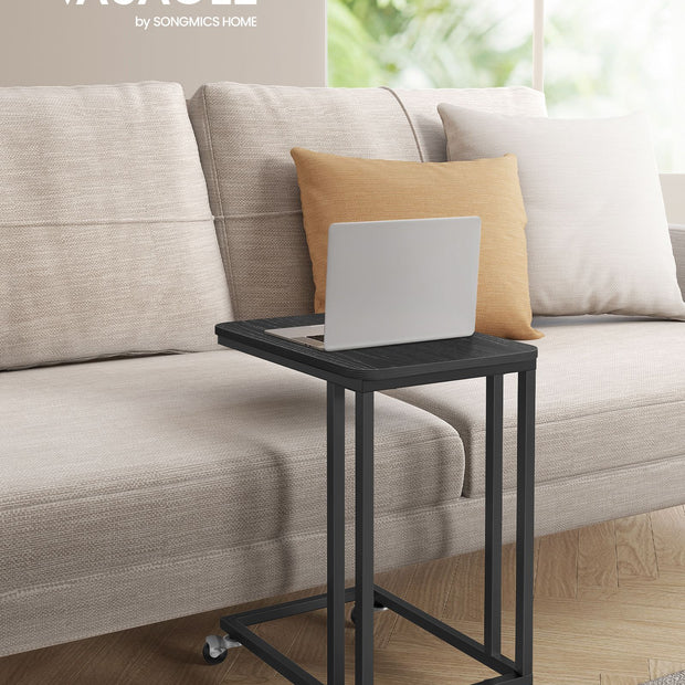 Seitenstisch-C-Form-On-Räder-Ebony Schwarz