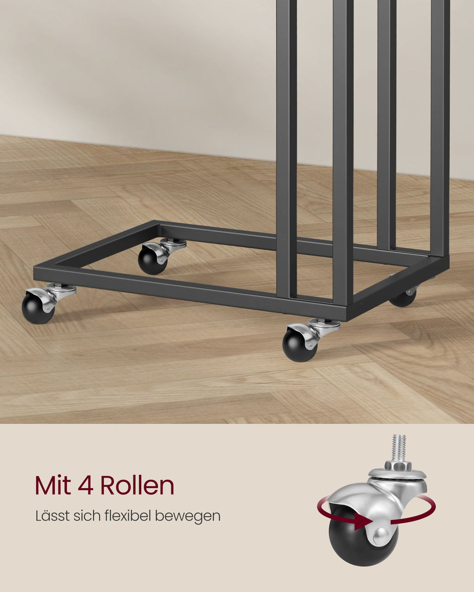 Seitenstisch-C-Form-On-Räder-Ebony Schwarz