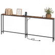Consoletafel - 200 cm Breed - Met Oplaadstation - 2 Bladen - Bruin-Zwart