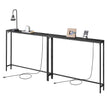 Sidetable - Smal met Stopcontact - Antracietgrijs, inktzwart - 100 x 15 x 80 cm