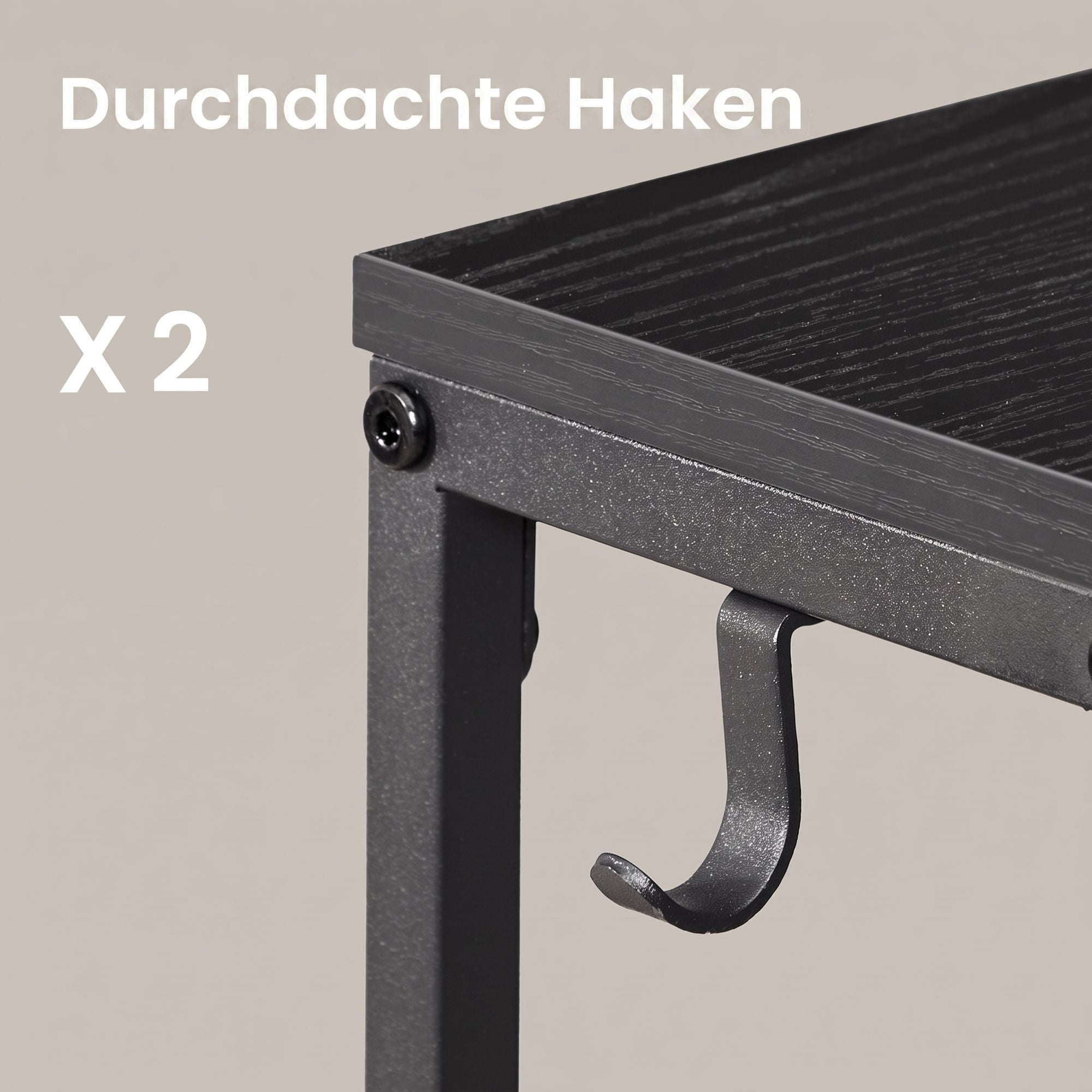 Sidetable - Smal met Stopcontact - Antracietgrijs, inktzwart - 100 x 15 x 80 cm