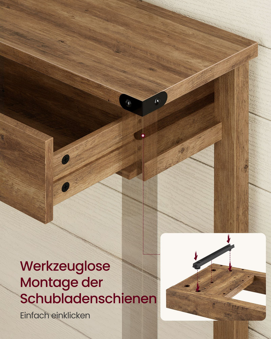 Sidetable - Smal met Schuifladen - Aardbruin - 100 x 24 x 76 cm