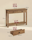 Sidetable - Smal met Schuifladen - Aardbruin - 100 x 24 x 76 cm