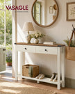 Sidetable - Smal met Schuifladen - Wolkwit, aardbruin - 100 x 24 x 76 cm