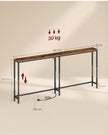 Sidetable met Stopcontact – In Hoogte Verstelbaar – 160 cm – Smal – Rustiek Bruin en Zwart
