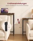 Sidetable met Stopcontact – In Hoogte Verstelbaar – 200 cm – Smal – Rustiek Bruin en Zwart