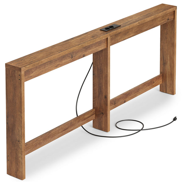 Smalle Sidetable – Met Stopcontacten – 200 x 15 cm – Achter de Bank – Honingbruin