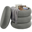 Ronde Poef met Opbergruimte – Teddyfleece – Afneembaar Deksel – Tot 150 kg – Leigrijs