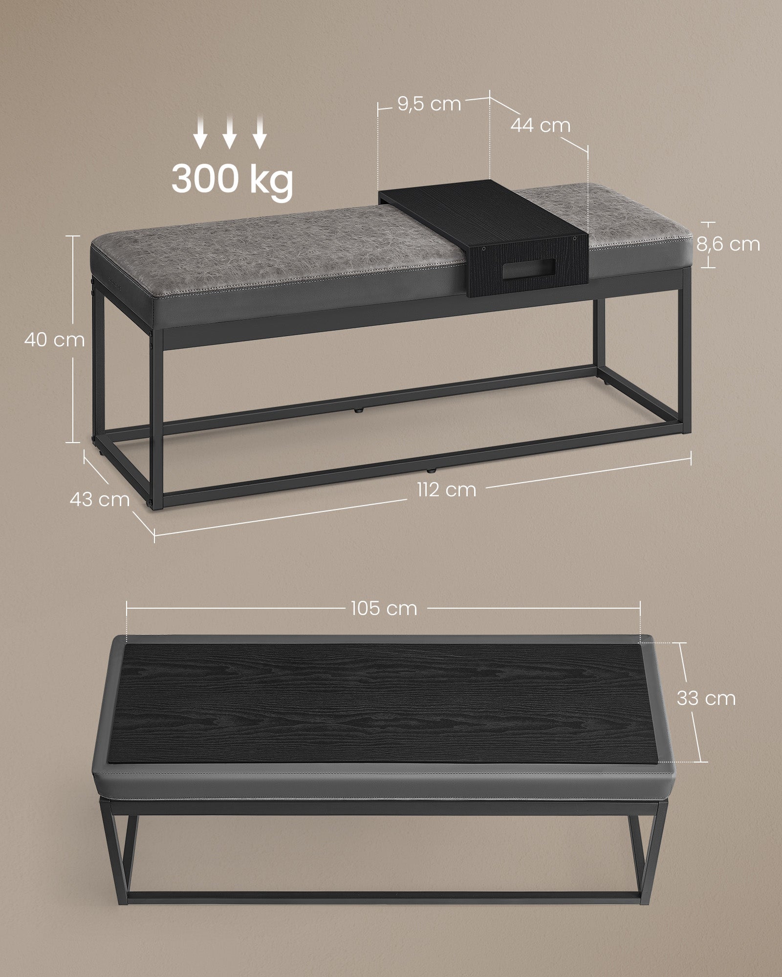 Heimbank mit Stauraum - künstliches Leder - zeitloses Design