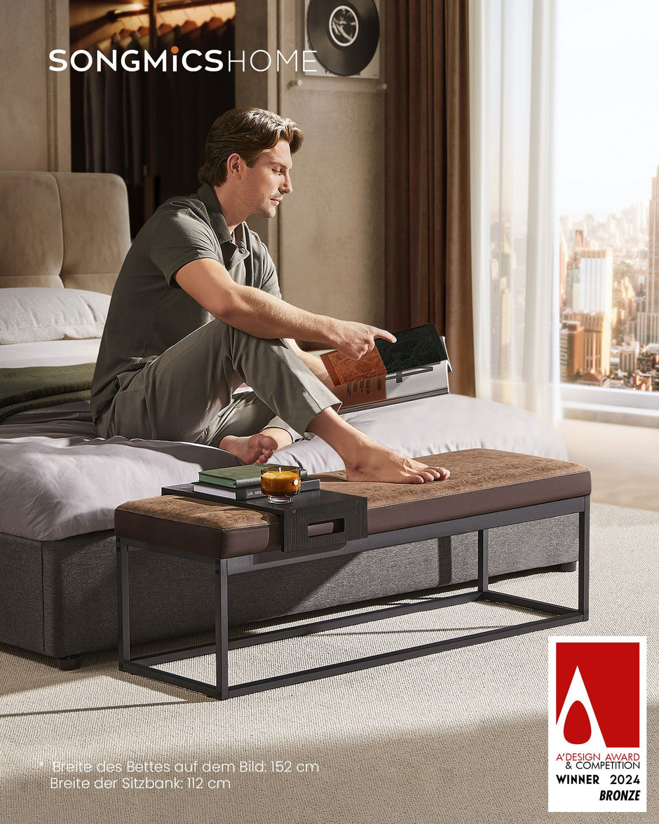 Heimbank mit Stauraum - künstliches Leder - zeitloses Design