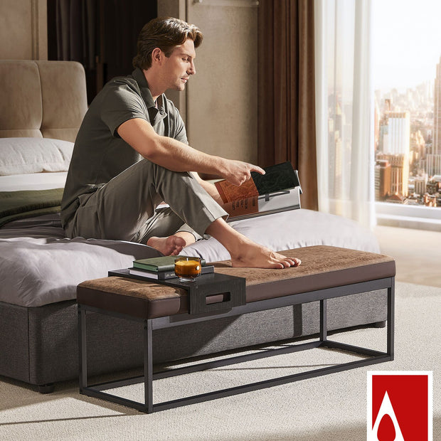 Heimbank mit Stauraum - künstliches Leder - zeitloses Design