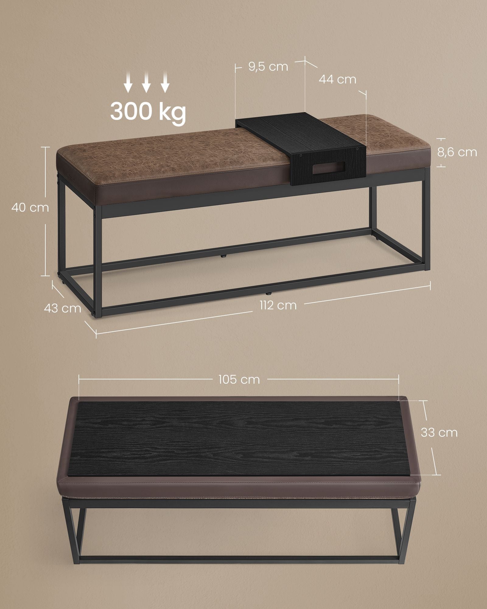 Heimbank mit Stauraum - künstliches Leder - zeitloses Design