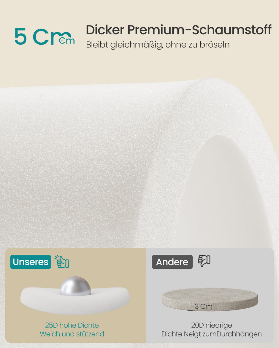Poef met Opbergruimte – Rond – Teddy – Houten Poten – Lichtkaki
