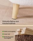 Poef met Opbergruimte – Rond – Teddy – Houten Poten – Crèmewit