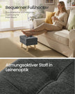 Poef met Opbergruimte – Rechthoekig – Linnenlook – Houten Poten – Grijs