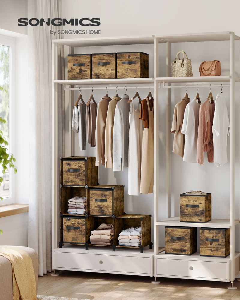 Würfelschrank - Lagerschrank - mit 6 Fächern und 6 Kisten - einfach zu montieren - Brown