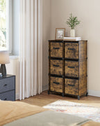 Würfelschrank - Lagerschrank - mit 6 Fächern und 6 Kisten - einfach zu montieren - Brown