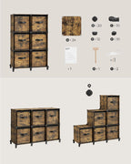 Würfelschrank - Lagerschrank - mit 6 Fächern und 6 Kisten - einfach zu montieren - Brown
