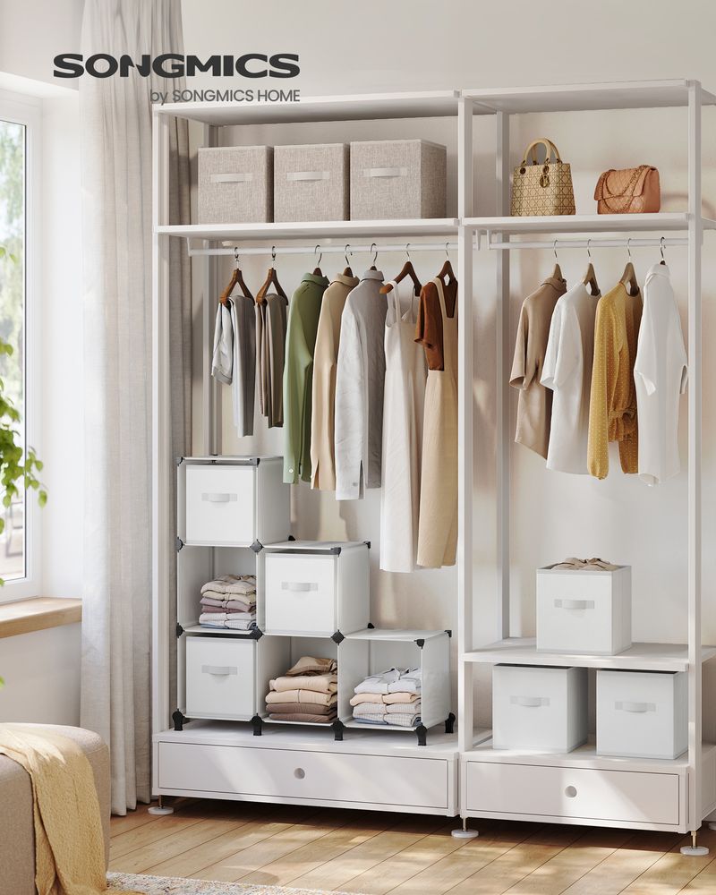 Würfelschrank - Lagerschrank - mit 6 Fächern und 6 Kisten - einfach zu montieren - Weiß