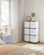 Würfelschrank - Lagerschrank - mit 6 Fächern und 6 Kisten - einfach zu montieren - Weiß