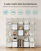 Würfelschrank - Lagerschrank - mit 6 Fächern und 6 Kisten - einfach zu montieren - Weiß