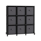 Würfelschrank - Lagerschrank - mit 9 Fächern und 9 Kisten - einfach zu montieren - schwarz
